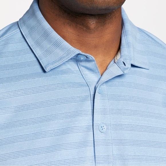 Walter Hagen Performance 11 Major Fine Line Textured Stripe Polo Daylight Blue - Picture 6 of 12